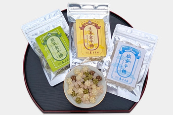 金平糖（柚子・塩・煎茶・生姜・紅茶）　400円